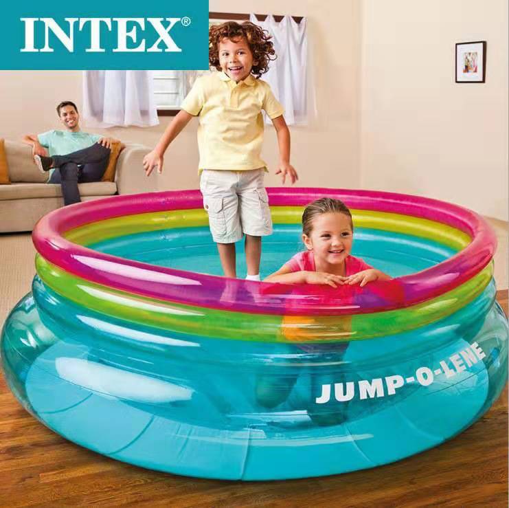 สระกระโดด โปร่งใส สีฟ้า เขียว ม่วง Inflatable New Jump Pool Intex Transparent Blue Green Purple