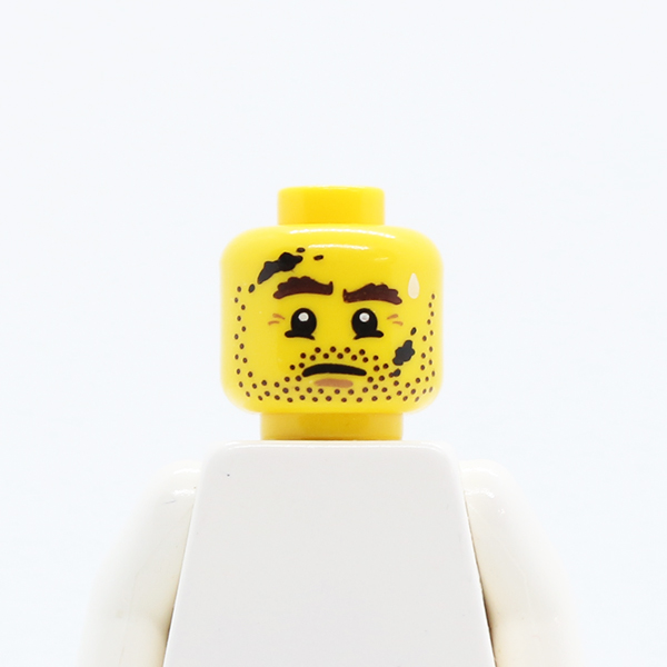 CS11 Beard Stubble, Brown Eyebrows, Drop of Sweat and Black Stains Pattern - Hollow Stud