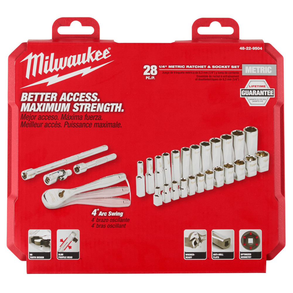 MILWAUKEE 48-22-9504 ชุดประแจบล็อก 1/4″ 28 ชิ้น