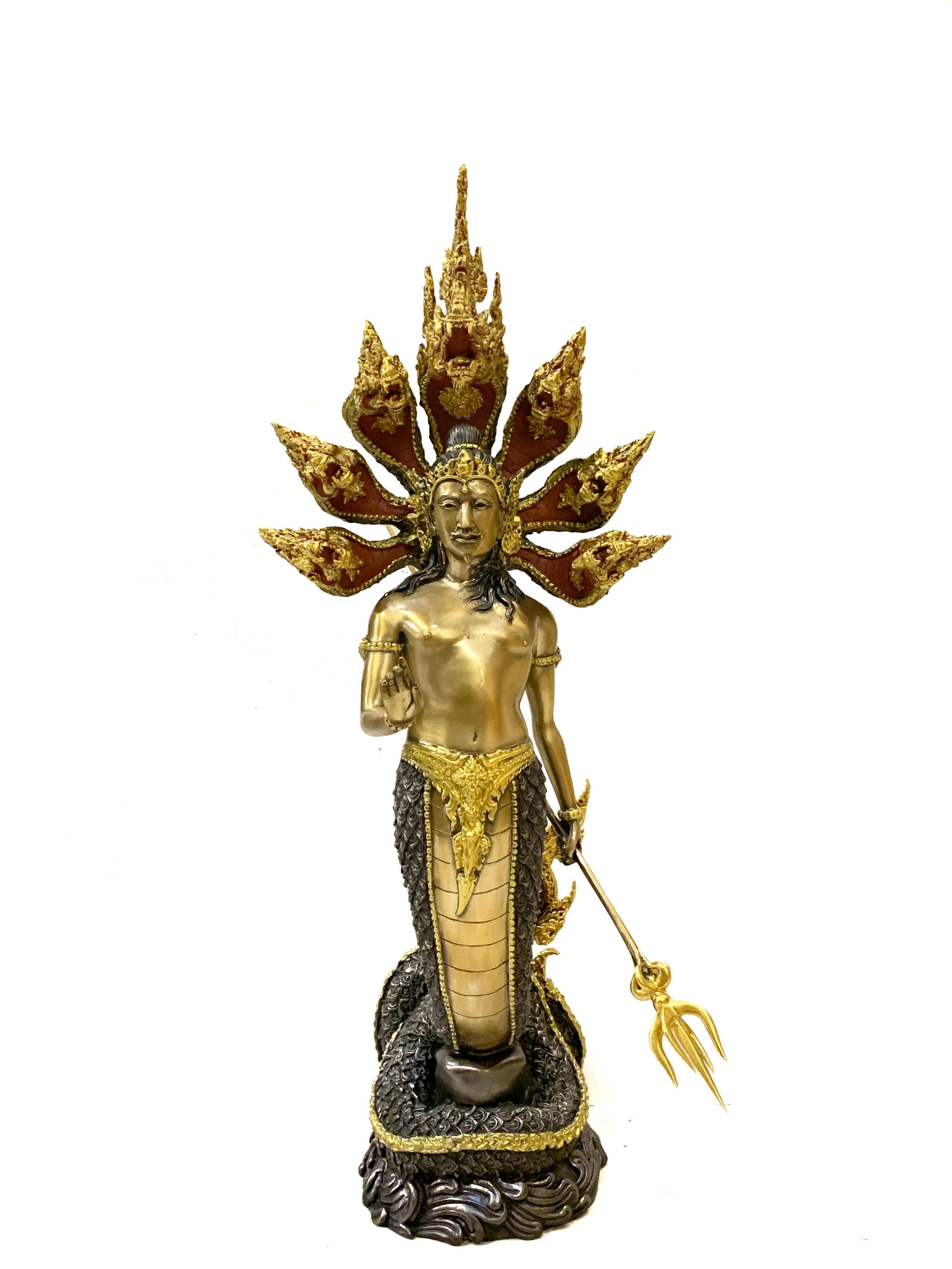 ปู่นาคราช ทรงตรีศูล หน้าตัก 9 นิ้ว (ปรก 7 เศียร)