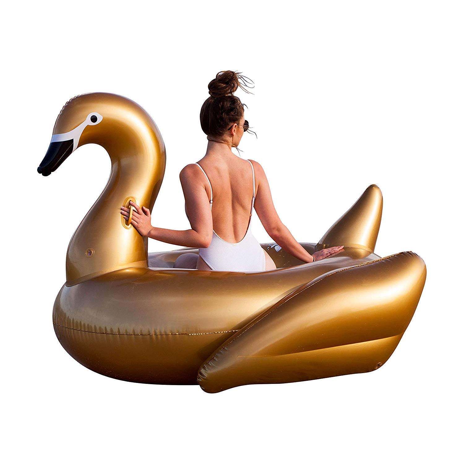 ห่วงยางหงส์สีทองลอยน้ำ Inflatable Gold Swan Pool Float