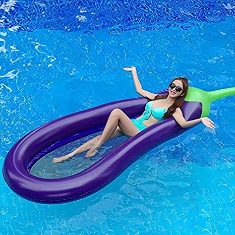 แพยางมะเขือม่วงลอยน้ำ Inflatable Eggplant Pool Float