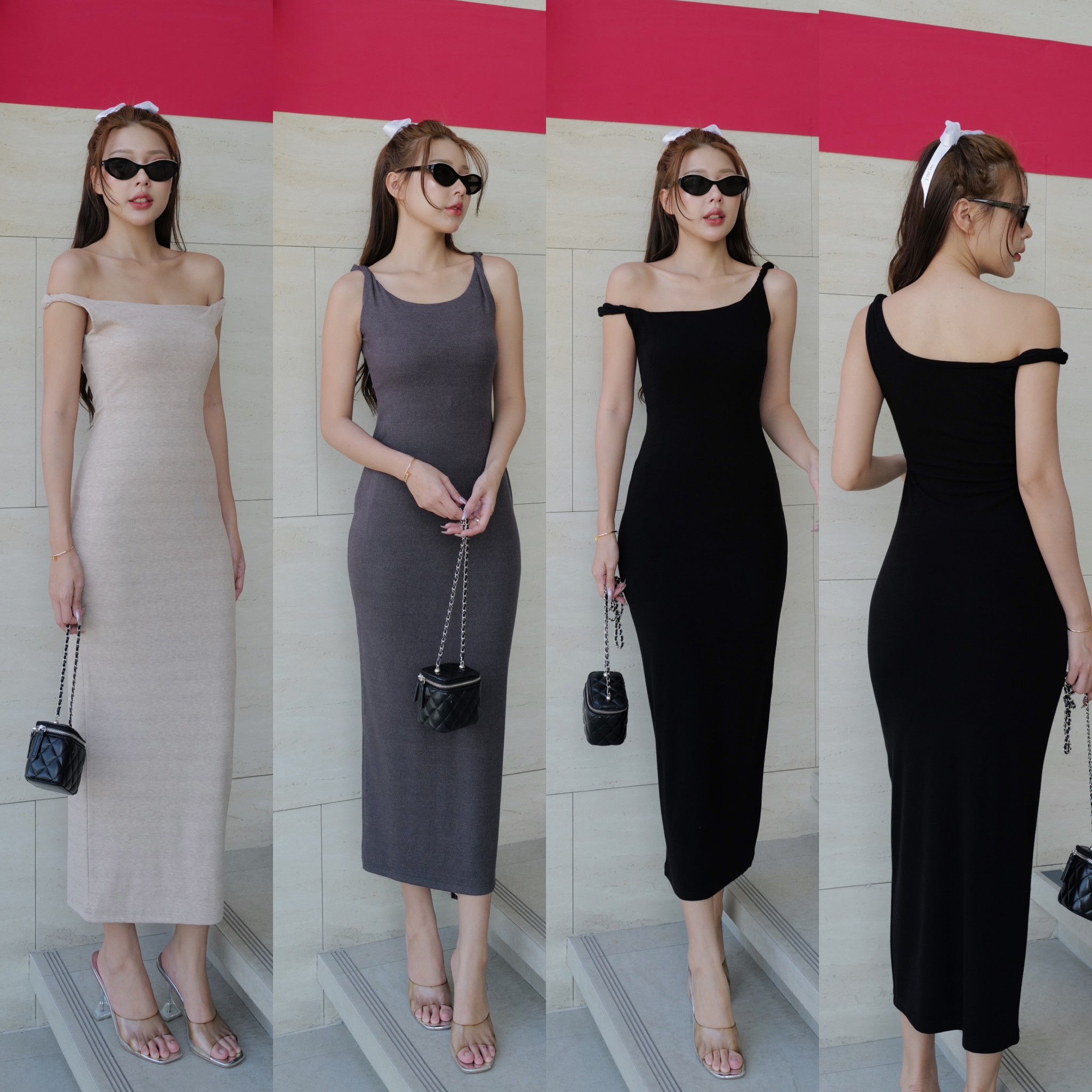 #9777 เดรสยาวสายม้วน 2ข้าง ใส่ได้หลายแบบ เดรสstyekorea ใส่สวยมากกกก intuon