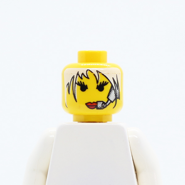 Female with Red Lips, White Hair and Headset Pattern - Blocked Open Stud