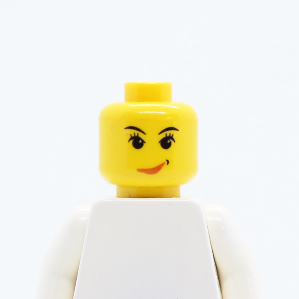 Female with Pink Lips Smirk, Furrowed Eyes Pattern (Sky) - Blocked Open Stud