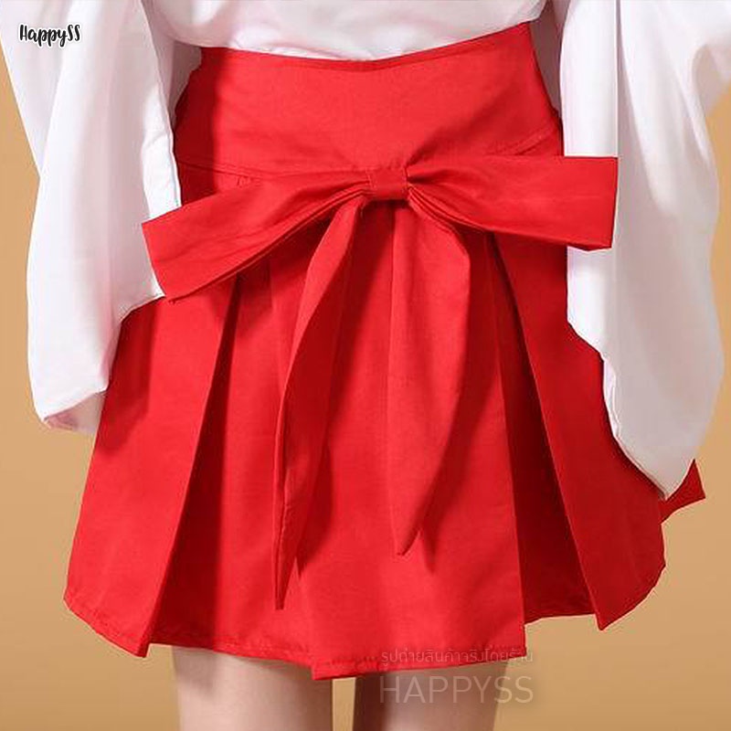 ชุดมิโกะ MIKO ชุดญี่ปุ่น มิโกะรุ่นกระโปรงสั้น พร้อมที่คาดผมโบว์แดง🏍️💨ส่งไวจาก กทม.
