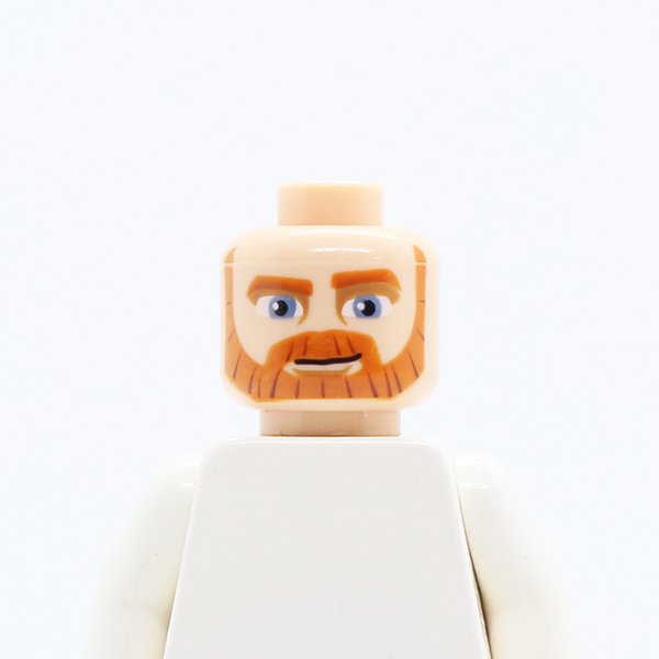 Dual Sided Beard Thick with Lines, Dark Orange Eyebrows, Moustache, Large Blue Eyes, Smile / Angry Pattern - Hollow Stud