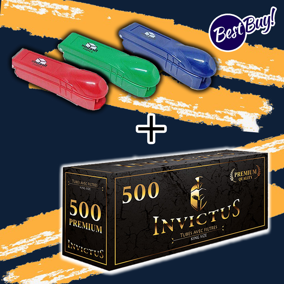 ก้นกรองเปล่า อินวิทตัส 500 มวน 1 กล่องพร้อมเครื่องอัด Firebox 1 เครื่อง