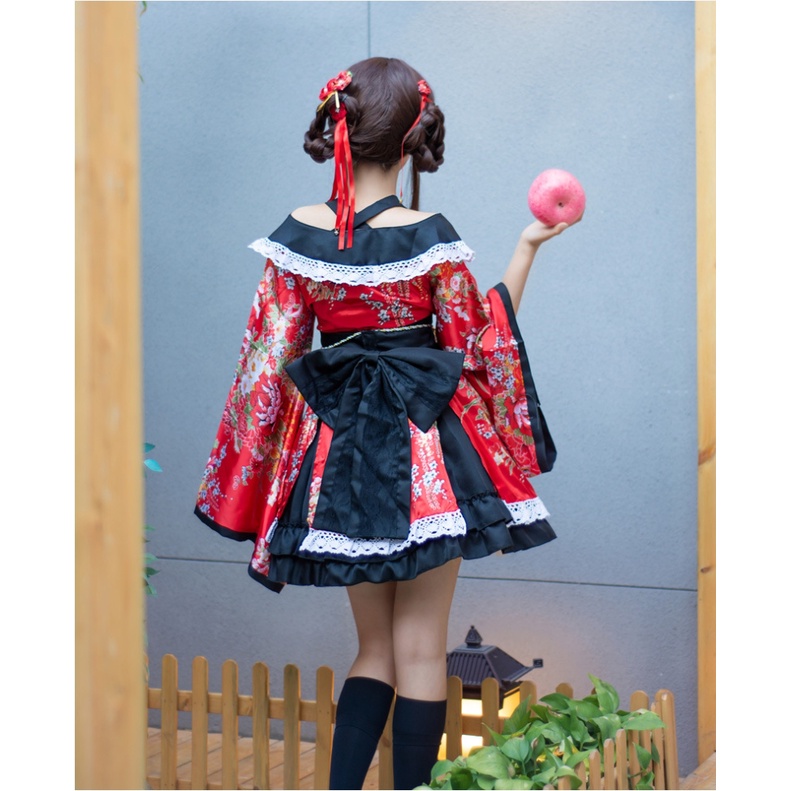 ชุดกิโมโน เปิดไหล่สกีนลายดอก🏍️💨 ส่งไว จากไทย