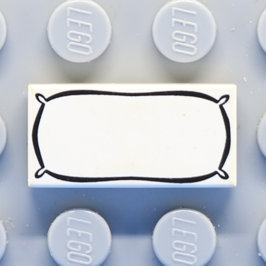 Tile 1 x 2 with Groove with Pillow Outline Pattern