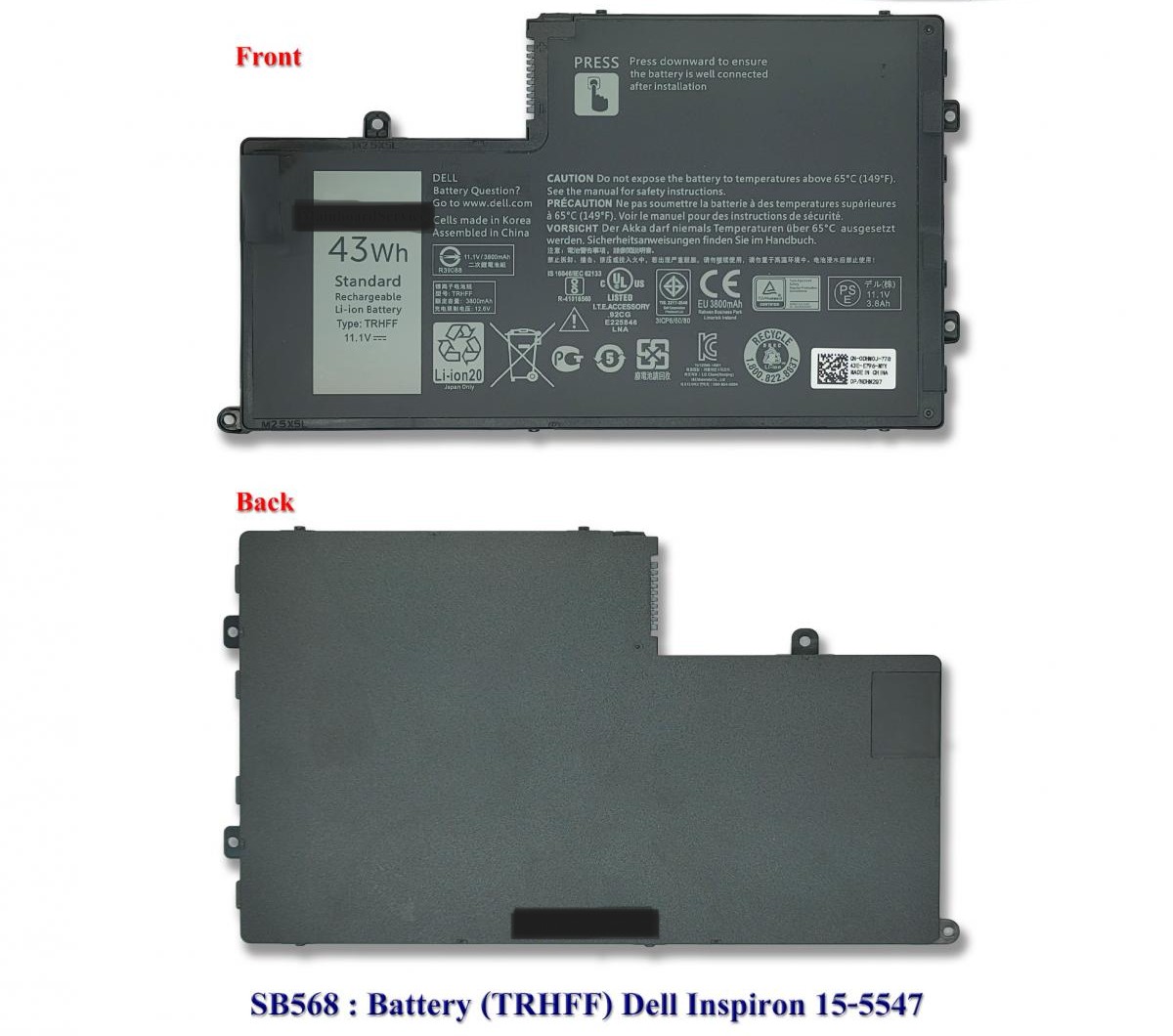 SB0568 - BatteryDell(ORG)(TRHFF)15-5547,14-5000,15-5000,14-5447,5442,5548,5542 ,5547(1V2F6,01V2F,1WWHW)