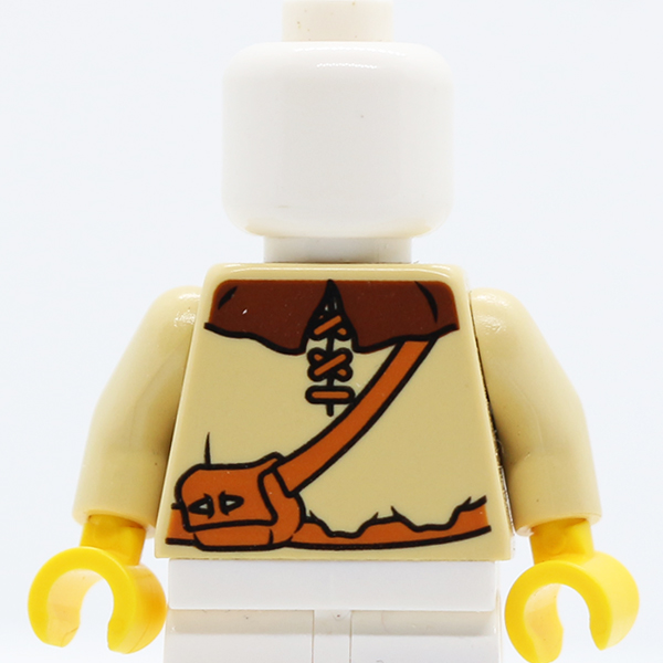 Castle Kingdoms Peasant Shirt with Brown Collar and Shoulder Bag Pattern / Tan Arms / Yellow Hands
