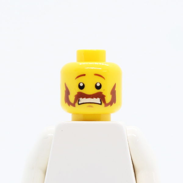 Moustache Handlebar and Sideburns Brown, Scared Pattern - Hollow Stud