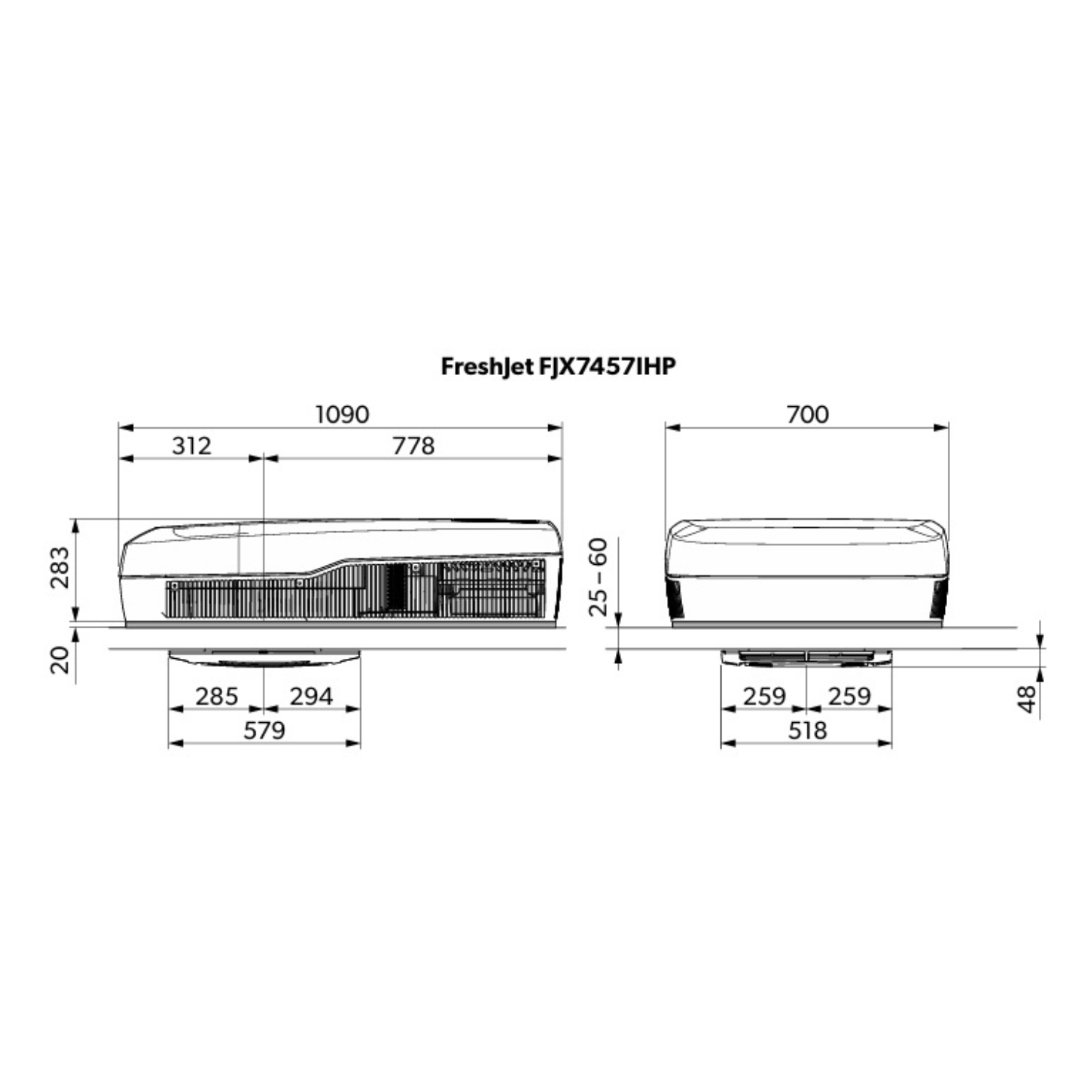 แอร์หลังคารถ Dometic FreshJet 7 Series Plus 11,600 BTU/h RV air conditioner