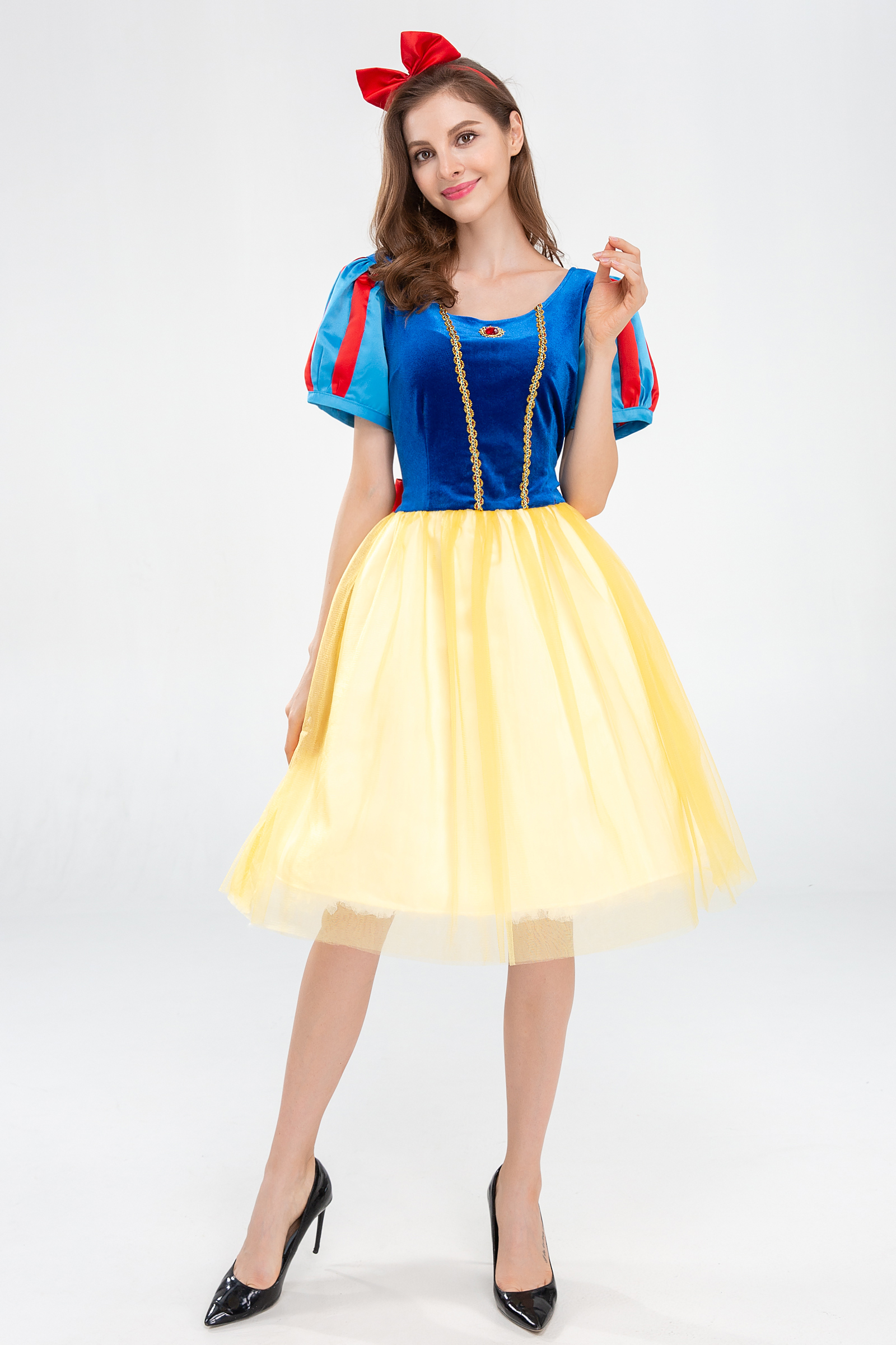 ชุดเจ้าหญิงสโนว์ไวท์ สโนว์ไวท์ แบบสั้นกระโปรงสองชั้น 🏍️💨 ส่งไวจากไทย