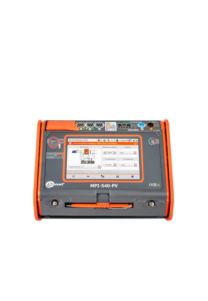 SONEL MPI-540/EVSE-01 เครื่องตรวจสอบความปลอดภัยทางไฟฟ้าของสถานีชาร์จรถยนต์ไฟฟ้า หน้าจอสีทัชสกรีน