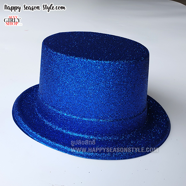 หมวกแฟนซี หมวกมายากล ทรงปีกเล็ก โรยกากเพชร สีแดง