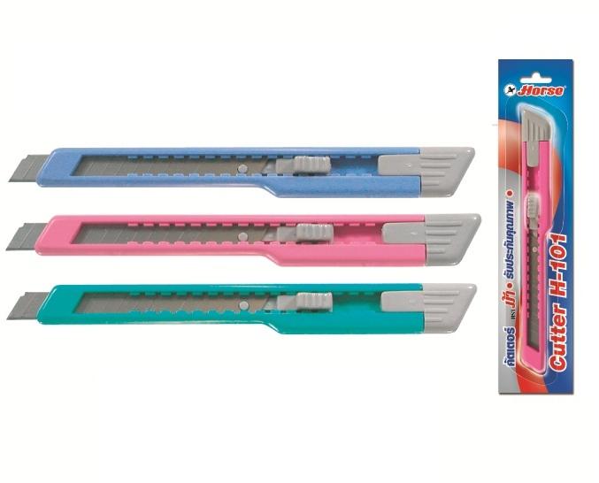 มีดคัตเตอร์ เล็ก ตราม้า H-101 คละสี (ขายยกโหล12อัน)
