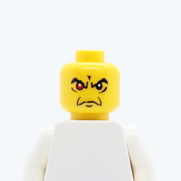 Male Angry Eyebrows and 1 Red Eye, White Pupils Pattern - Blocked Open Stud