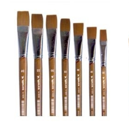พู่กันหัวแบน ตราม้า สำหรับสีอะคริลิค (มี 13 ขนาดให้เลือก) ห่อละ6อัน