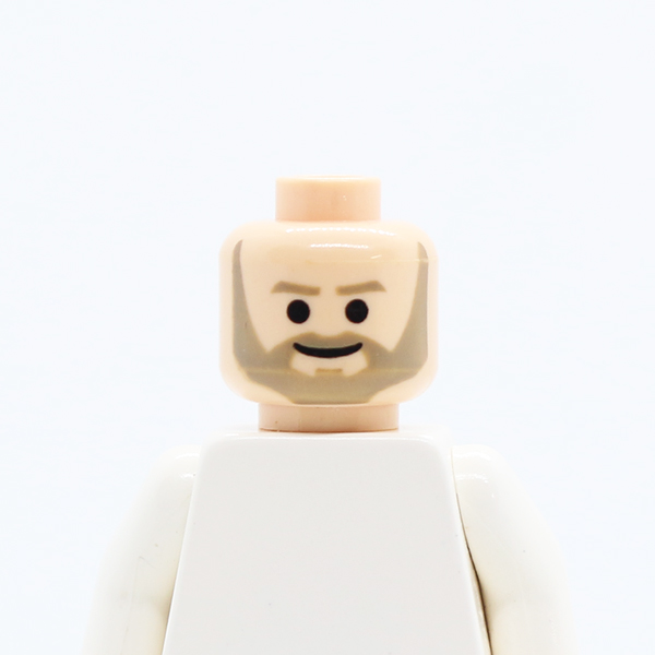 Beard with Dark Tan Trim Beard (angular below mouth) and Eyebrows, Black Eyes and Smile Pattern (Crix Madine) - Blocked Open Stud