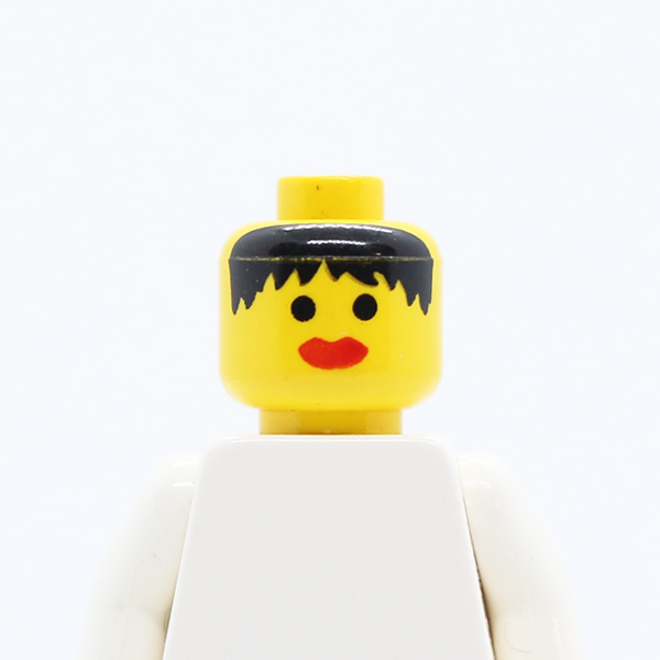Female Black Hair Messy, Thick Red Lips Pattern - Solid Stud
