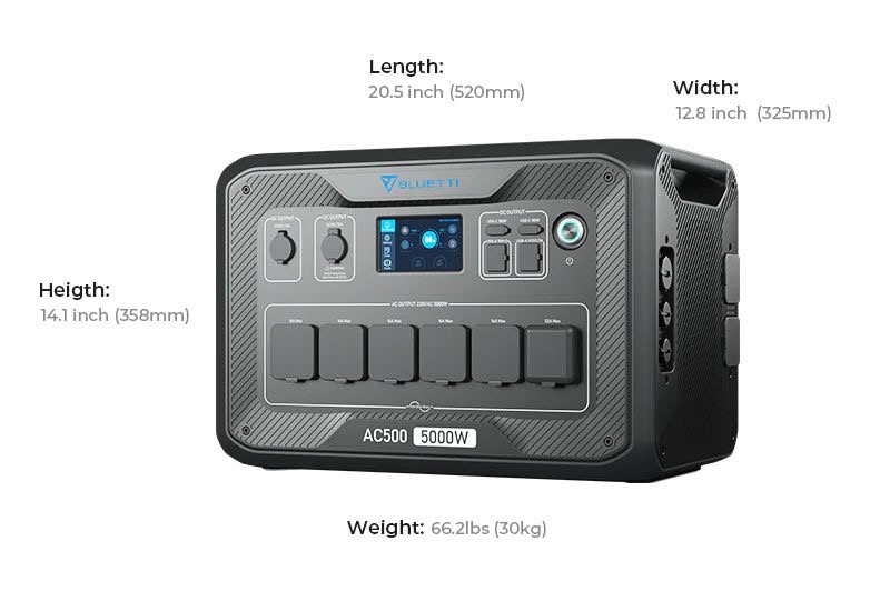 BLUETTI AC500 + B300S Home Battery Backup | 5,000W / 3,072Wh~18,432Wh แบตเตอรี่สำรองอเนกประสงค์