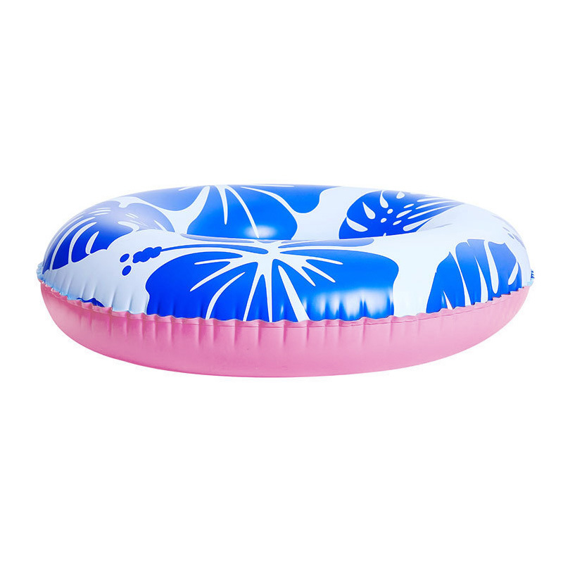 ห่วงยาง ดอกไม้สีน้ำเงิน ขาว Inflatable New Flower Printing Swimming Ring