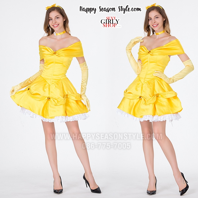 ชุดเจ้าหญิงเบลล์ Beauty and the Beast โฉมงามกับเจ้าชายอสูร พร้อมที่คาดผม