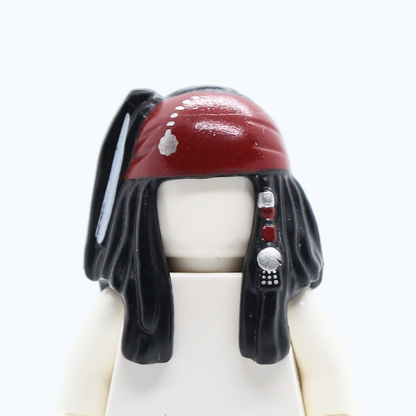 Dreadlocks with Beads and Dark Red Bandana Pattern