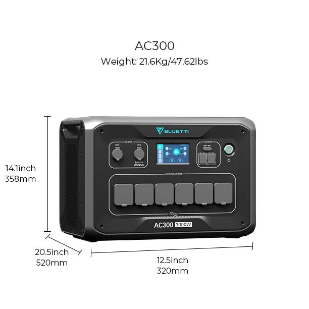 BLUETTI AC300 + B300 Home Battery Backup (Inverter 3,000W + Battery 3,072Wh)แบตเตอรี่สำรองอเนกประสงค์