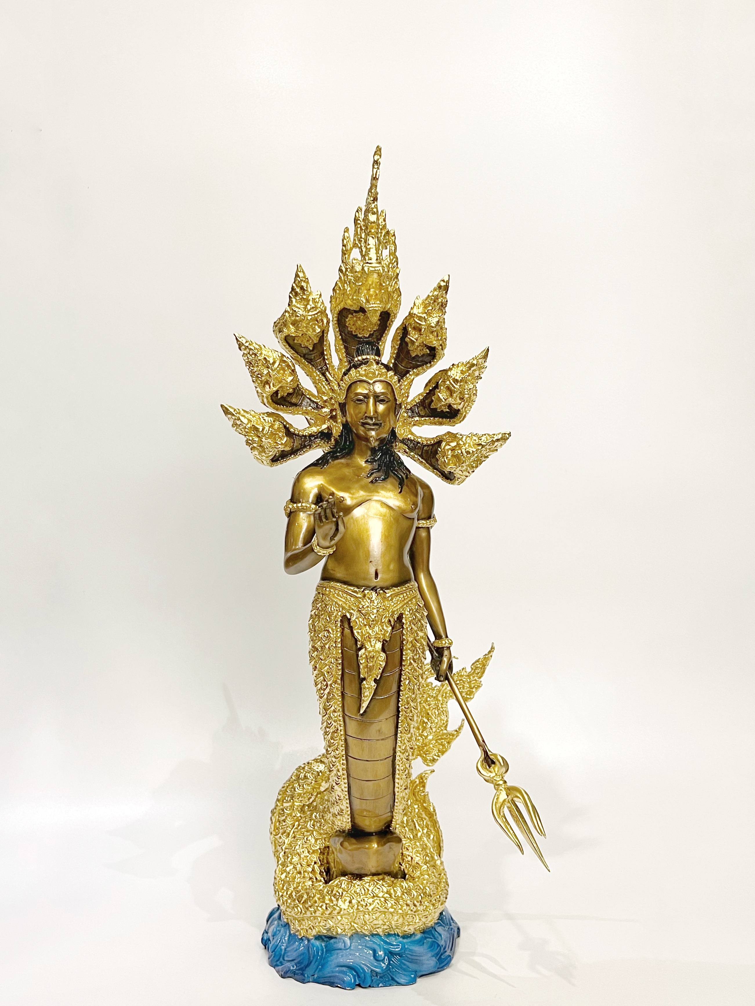 ปู่นาคราช ทรงตรีศูล หน้าตัก 9 นิ้ว (ปรก 7 เศียร)