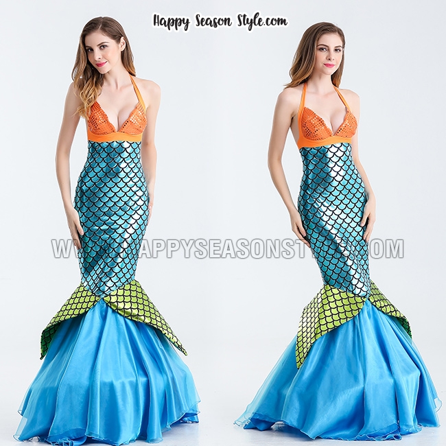 ชุดนางเงือก mermaid เมอร์เมด - สีส้มฟ้า