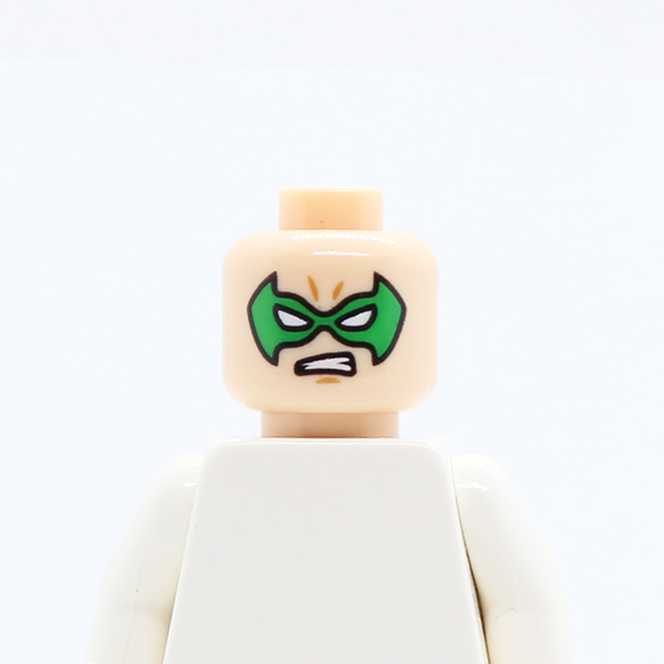 Dual Sided Green Eye Mask with Eye Holes, Determined / Scared Pattern (Robin) - Hollow Stud