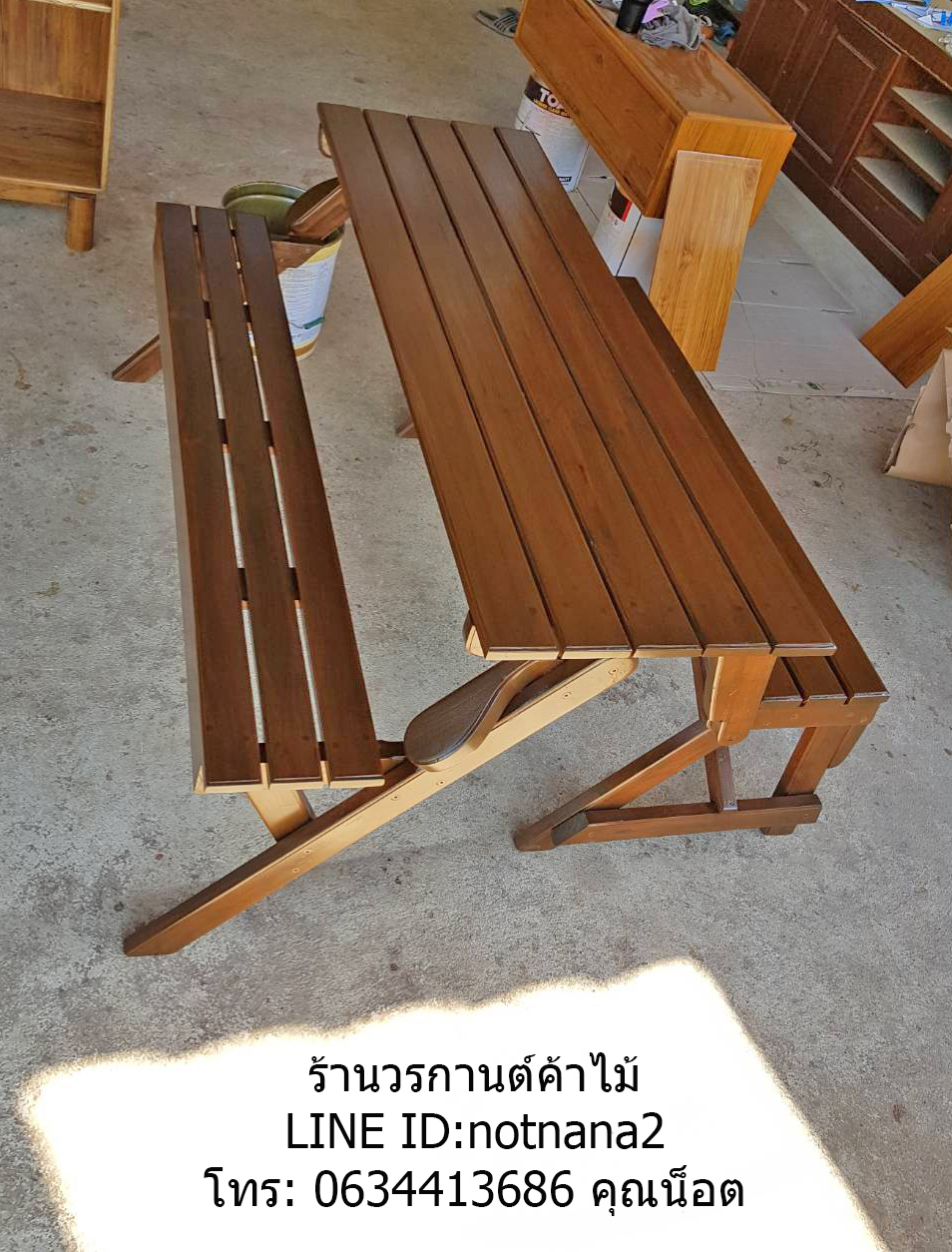 ชุดโต๊ะไม้สักเก้าอี้ไม้สักรหัสAA210
