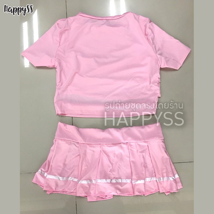 ชุดพริตตี้ พีอาร์ แนวสปอร์ต ชุดเชียร์ สีชมพู แยกชิ้น