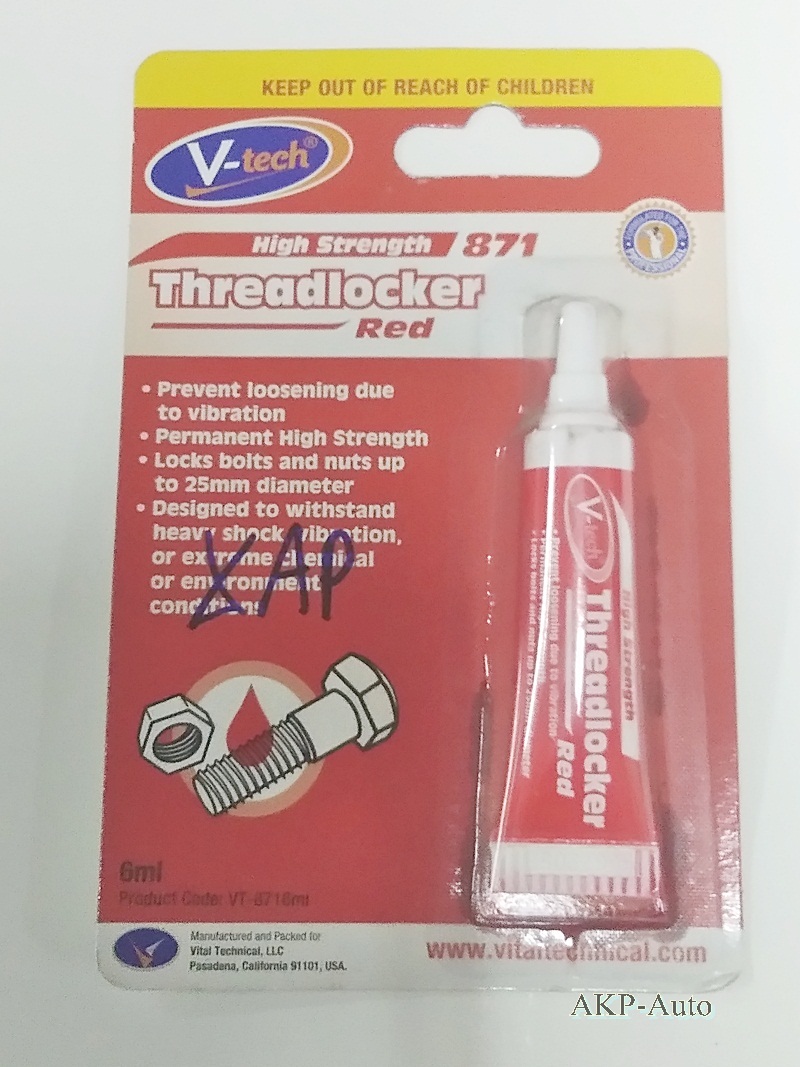 V-tech กาวล็อกเกลียว สีแดง High Strength 6 ml