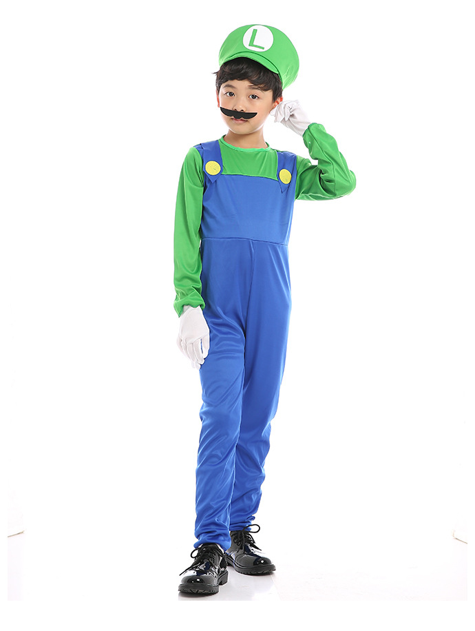 ชุดแฟนซีเด็ก ชุดมาริโอ้ และหลุยซ์ Mario รุ่นประหยัด เอี๊ยมผ้ายืด (มี 2 สี เขียว,แดง)