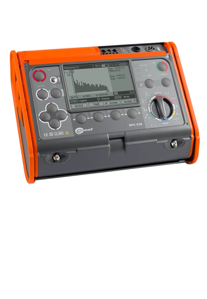 SONEL MPI-530 เครื่องตรวจสอบความปลอดภัยของระบบไฟฟ้า พร้อมฟังก์ชั่นการทดสอบหลักดินแบบ 4 หลัก พร้อมอุปกรณ์ประกอบการทดสอบหลักดินครบชุด สำหรับตรวจสอบและรับรองความปลอดภัยระบบไฟฟ้า อาคารสูง โรงแรม โรงเรียน โรงงานอุตสาหกรรม