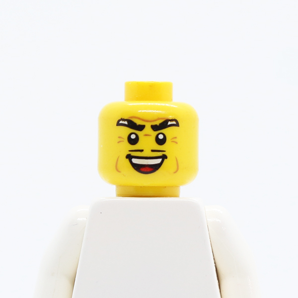 CS05 Male Thick Eyebrows, Thin Black Moustache, Cheek Dimples, and Sinister Open Smile Pattern - Blocked Open Stud