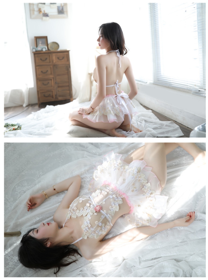 ชุดนอนซีทรู ชุดเจ้าสาวเซ็กซี่ สายหวานระบายชมพู