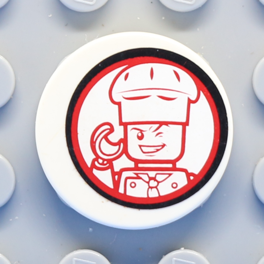 Tile, Round 2 x 2 with Chef Winking Pattern (Sticker) - Set 79104