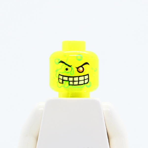 Slime Face, 1 Red Eye, White Teeth, Missing Tooth Pattern - Blocked Open Stud