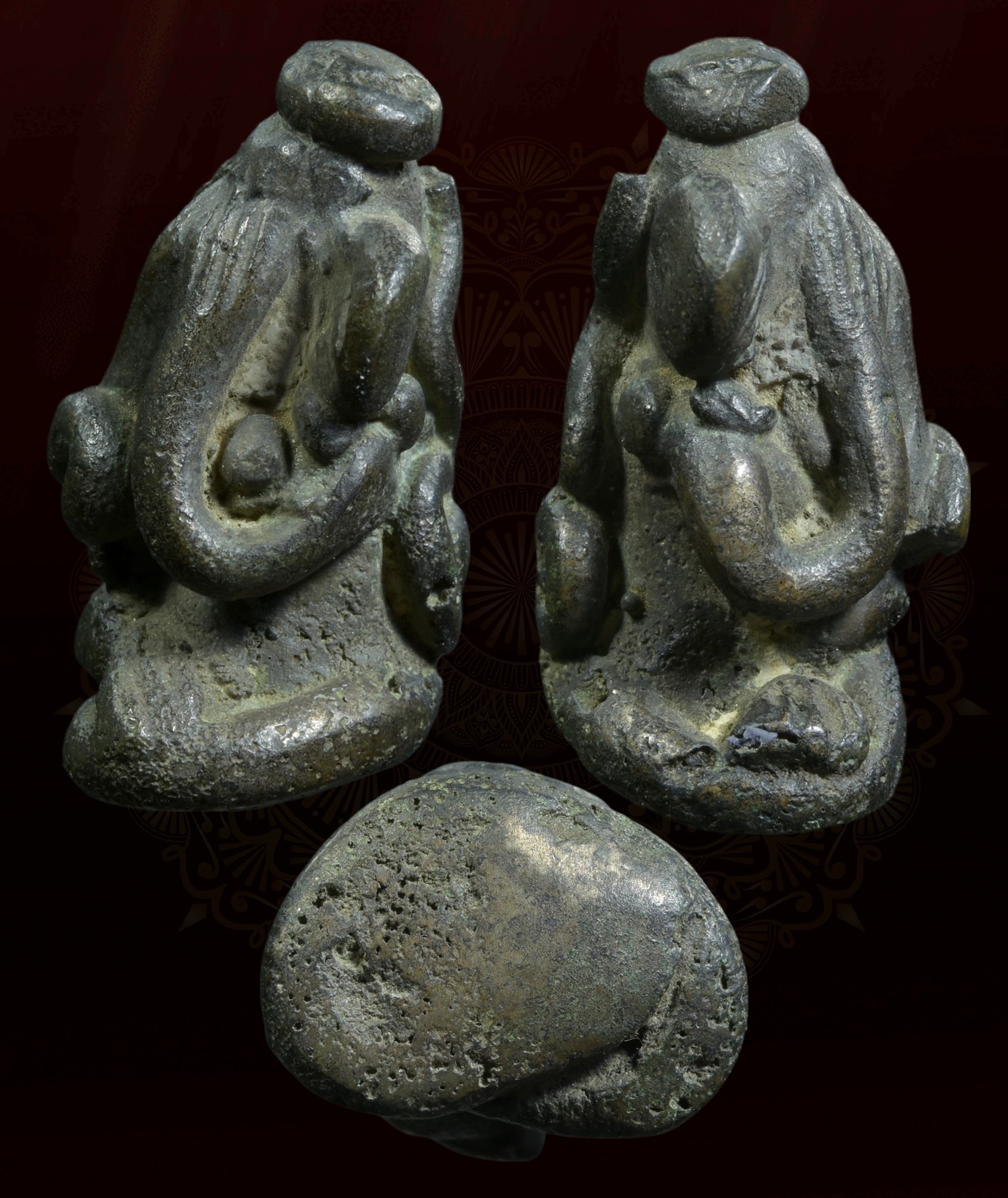 พระปิดตาพิฆเนศ เนื้อสำริด หลังยันต์