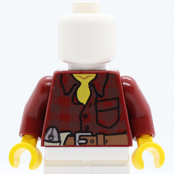 Flannel Shirt with Pocket and Belt with Pliers and Hammer Pattern / Dark Red Arms / Yellow Hands