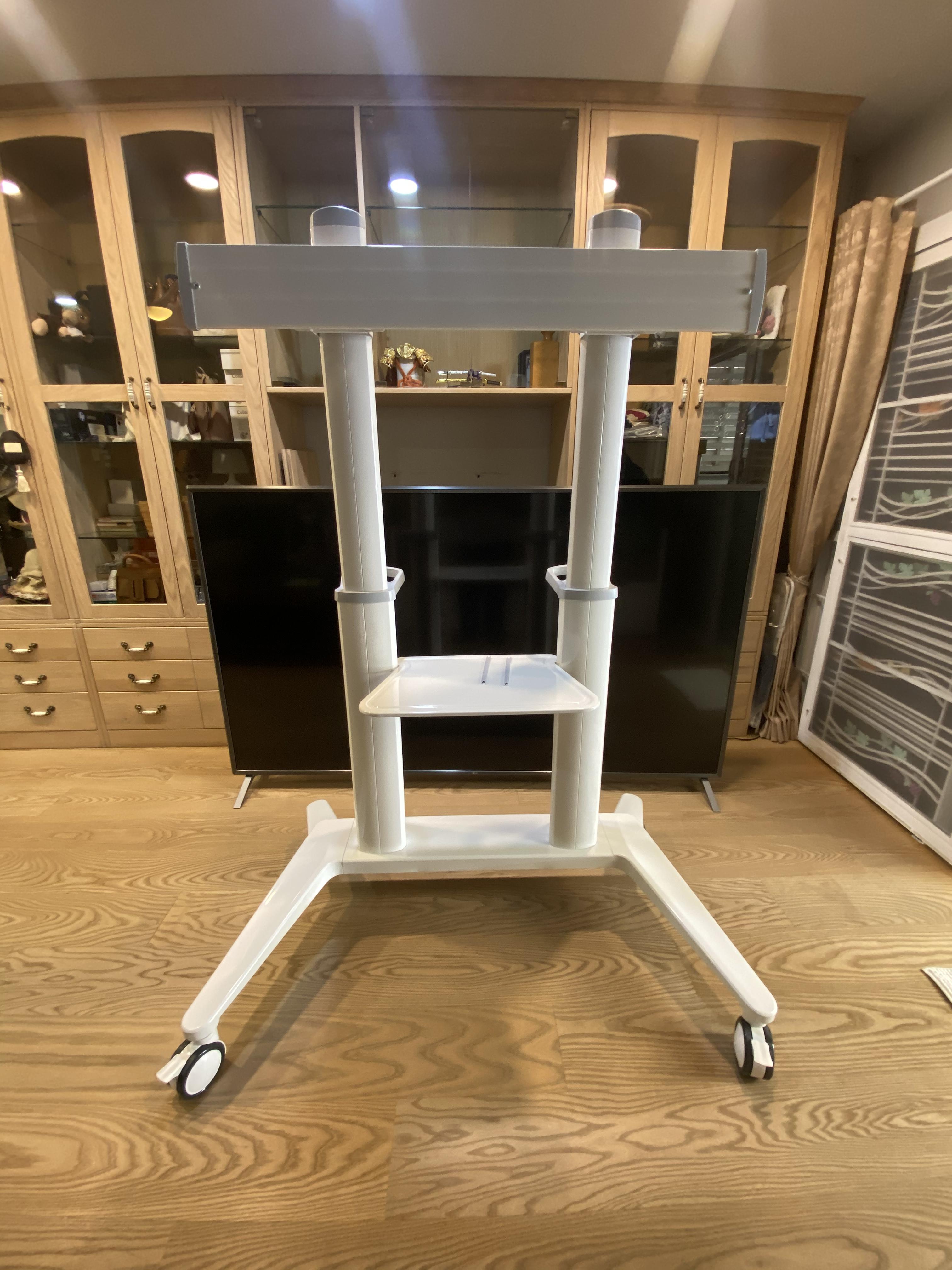 JMTVSTAND MT-F9400 ขาตั้งพื้นทีวีมีล้อเลื่อนTV Stand วัสดุ Aluminium อลูมิเนียม{สีขาว} แข็งแรง สวยหรู ทรงทันสมัย รองรับทีวี 70"-120"นิ้ว{รับประกัน 3 ปี}0964746498