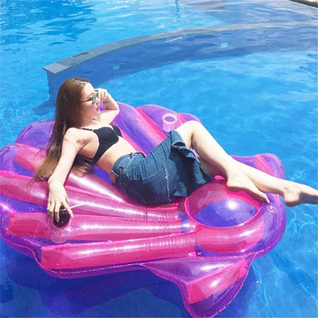 แพยางหอยมุกชมพู พร้อมบอลไข่มุก Inflatable Pink Seashell Pool Float