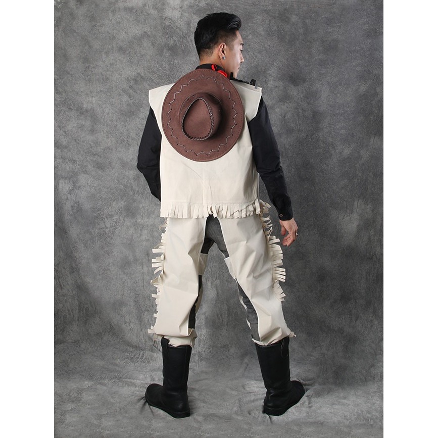 ชุดคาวบอย คาวบอยผู้ชายเสื้อกั๊กสีครีม