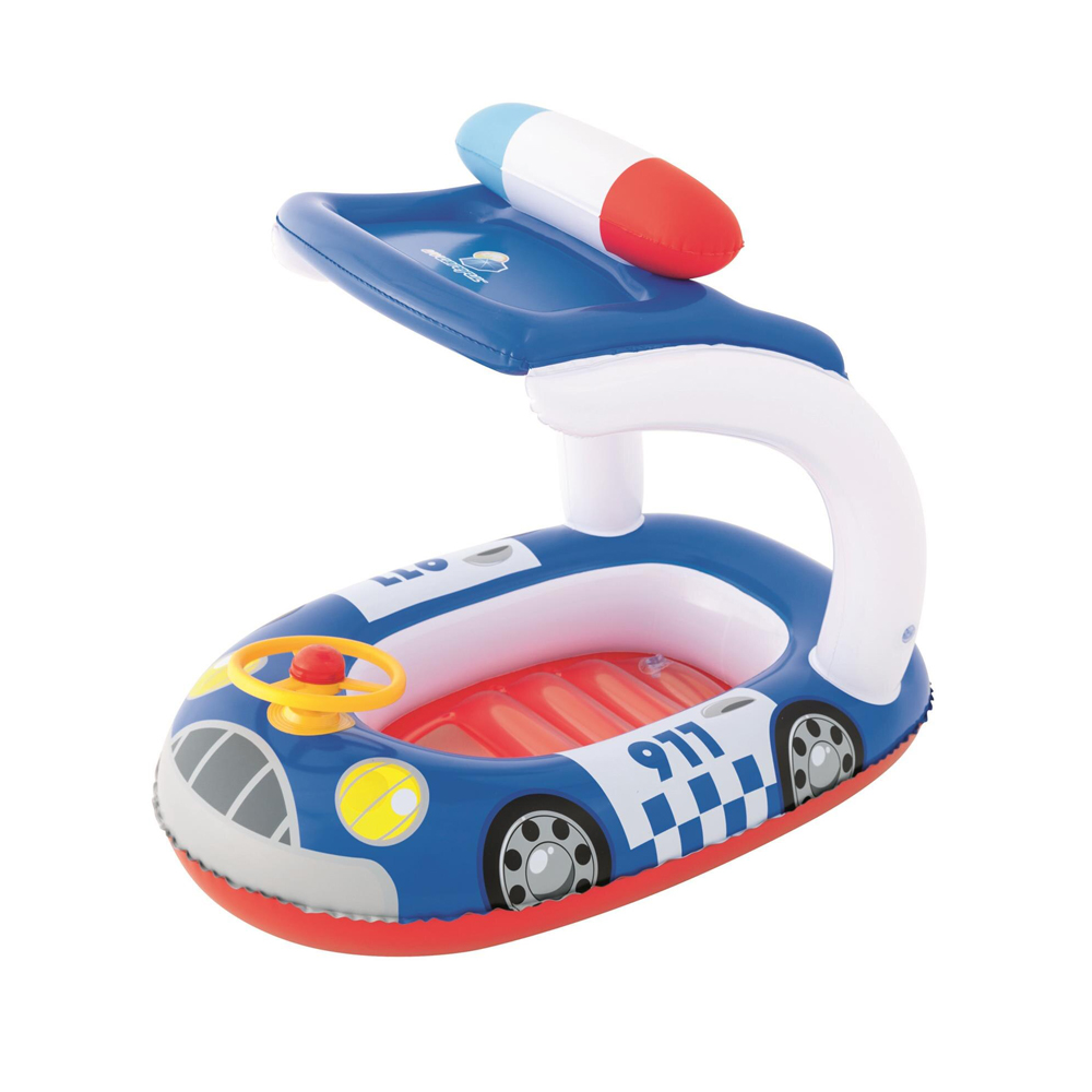 Bestway H2O GO แพยางเด็กแบบสอดขาลายรถตำรวจ พร้อมม่านบังแดด Inflatable Top Quality Children Ride-On Float