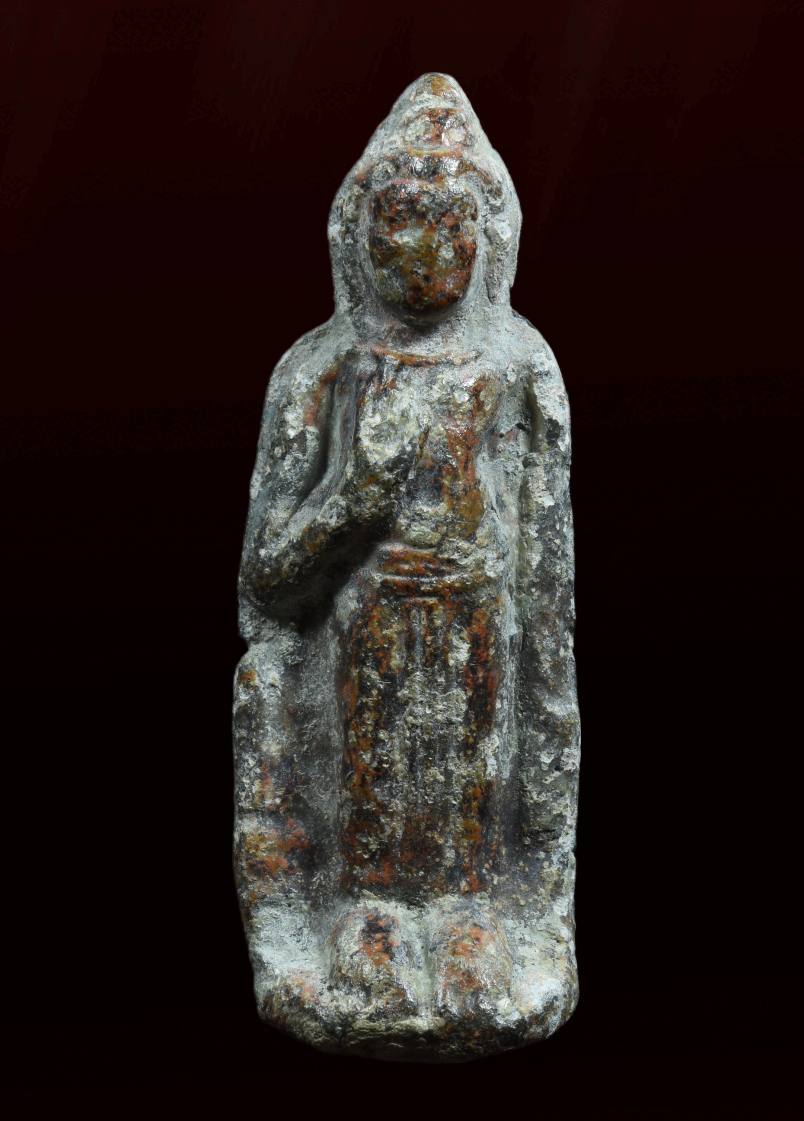 พระร่วงยืนประทานพร เนื้อชินตะกั่ว สนิมแดง